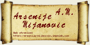 Arsenije Mijanović vizit kartica